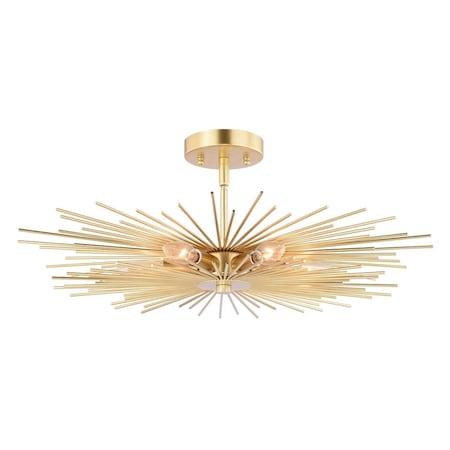 Glowflow 24 in. Nikko 6 Light Semi-Flush Mount, Gold GL1639475